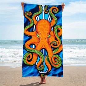 1pc Orange Octopus Beach Towels; Microfiber Oversized Beach Blanket; Super Absorbent Bath Towel; For Travel Swim Pool Diving Fitness Surfing Yoga Camp