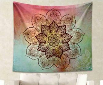 Indian Mandala Tapestry Green Blue Flower Beautiful Wall Art Tapestry 210x150cm Bedspread Beach Towel Yoga Blanket Table Cloth (Option: D-150x230cm thick)