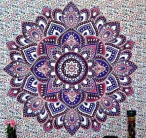 Indian Mandala Tapestry Green Blue Flower Beautiful Wall Art Tapestry 210x150cm Bedspread Beach Towel Yoga Blanket Table Cloth (Option: C-130x148)