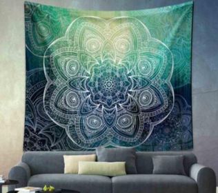 Indian Mandala Tapestry Green Blue Flower Beautiful Wall Art Tapestry 210x150cm Bedspread Beach Towel Yoga Blanket Table Cloth (Option: E-150x100cm thick)