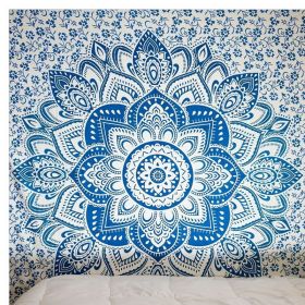 Indian Mandala Tapestry Green Blue Flower Beautiful Wall Art Tapestry 210x150cm Bedspread Beach Towel Yoga Blanket Table Cloth (Option: H-150x100)