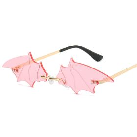 Cool bat-shaped sunglasses (Color: Pink)