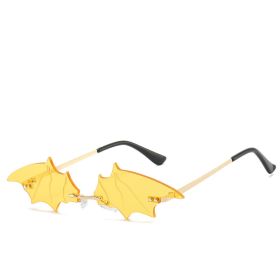 Cool bat-shaped sunglasses (Color: Yellow)