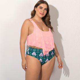 Women's Split Plus Size Bikini (Option: Pink-4XL)