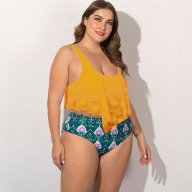 Women's Split Plus Size Bikini (Option: Yellow-L)