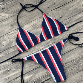 European and American sequins sexy bikini split swimsuit ladies (Option: Stripe 3-M)