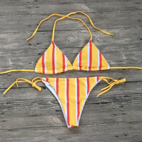 European and American sequins sexy bikini split swimsuit ladies (Option: Yellow 3-S)