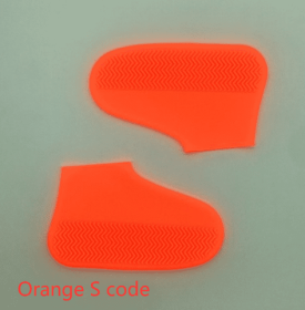 Men and women hiking slip wearable easy to carry silicone rain boots (Option: Orange S code-S)