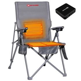 ANTARCTICA GEAR Heated Camping Chair with 12V 16000mAh Battery Pack, Heated Portable Chair, Perfect for Camping, Outdoor Sports, Picnics (Color: grey)